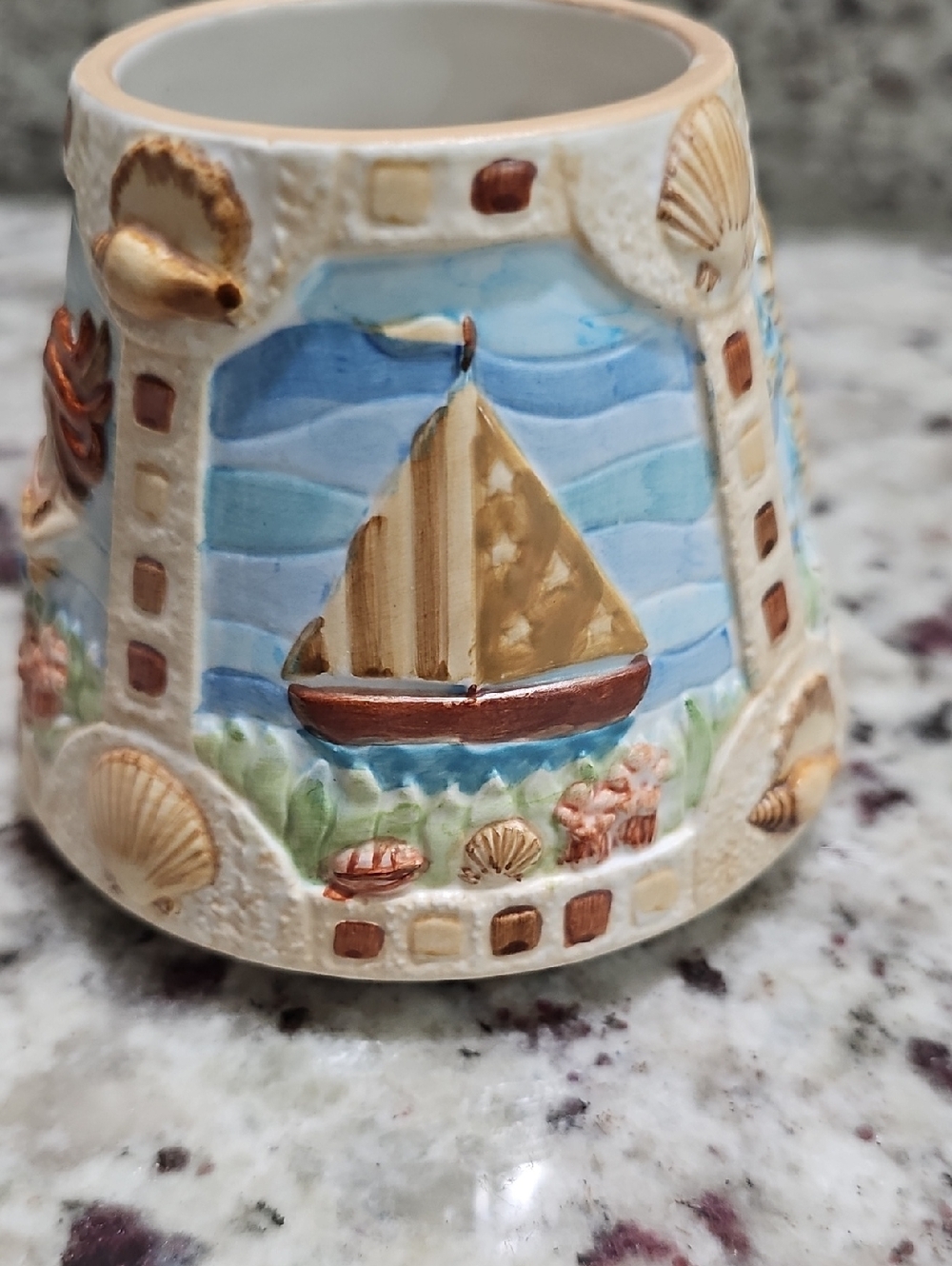 Yankee Candle Mermaid Shade Seahorses Lighthouse Sailboat Beach Ocean - Picture 2 of 10